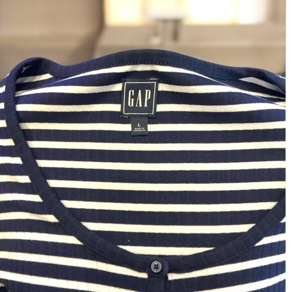 NWOT ~ GAP Blue Striped Bodysuit ~L - Picture 2 of 2